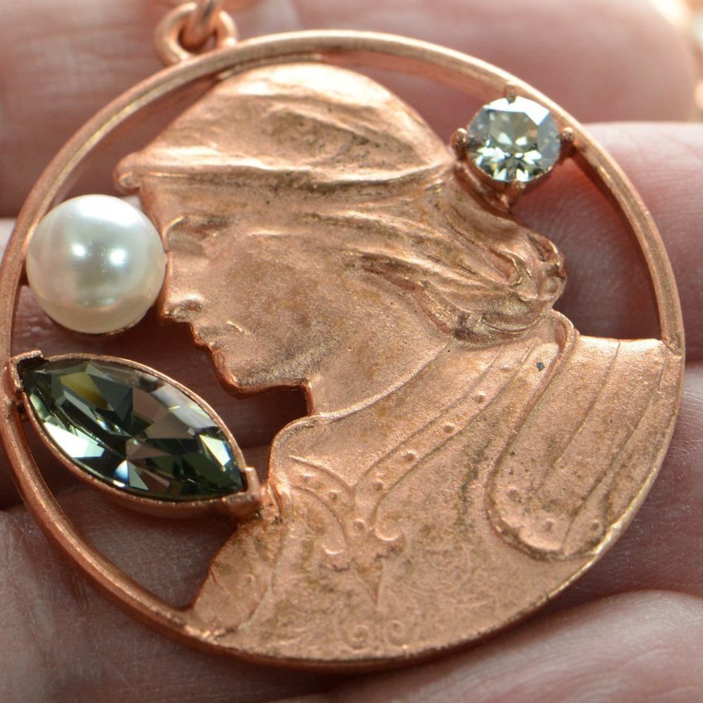 Oscar De La Renta Copper Finish Vintage Style Coin Toggle Bracelet - Picture 6 of 9